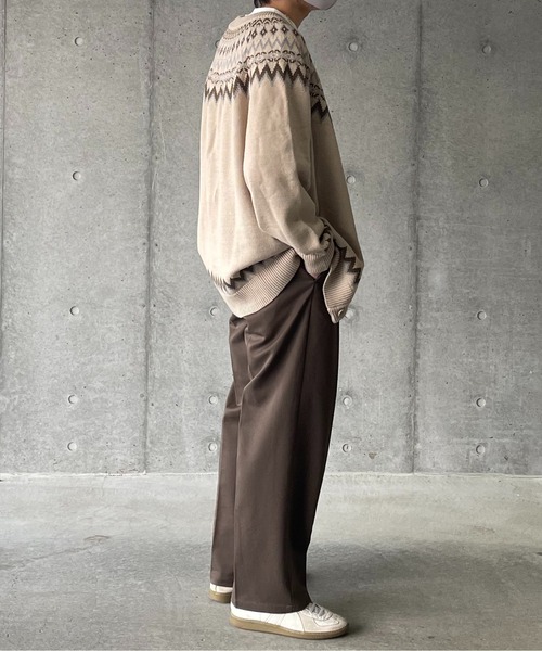 y/m by れぽすけ(イムバイレポスケ)の「ノルディック柄クルーネックオーバーニットカーデ(カーディガン/ボレロ・メンズ・ベージュ/ブルー・MEDIUM/LARGE)」の16枚目の写真