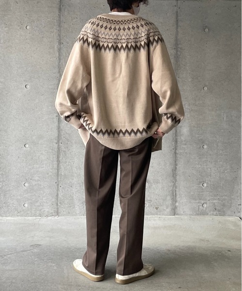 y/m by れぽすけ(イムバイレポスケ)の「ノルディック柄クルーネックオーバーニットカーデ(カーディガン/ボレロ・メンズ・ベージュ/ブルー・MEDIUM/LARGE)」の17枚目の写真