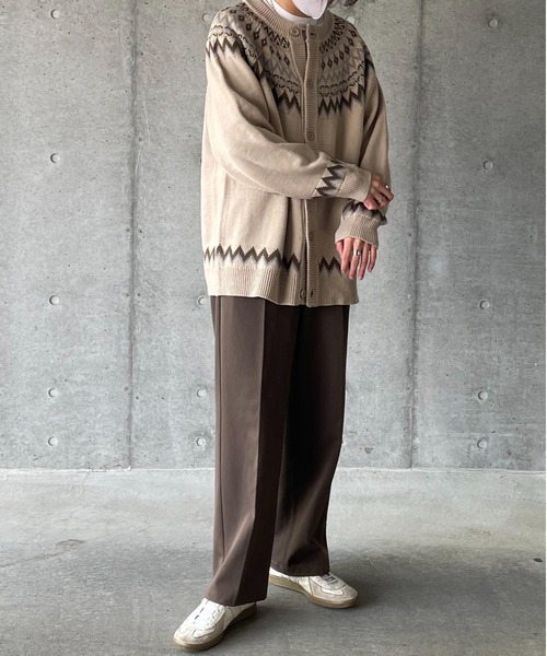 y/m by れぽすけ(イムバイレポスケ)の「ノルディック柄クルーネックオーバーニットカーデ(カーディガン/ボレロ・メンズ・ベージュ/ブルー・MEDIUM/LARGE)」の10枚目の写真