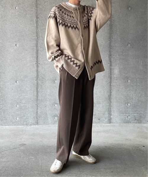 y/m by れぽすけ(イムバイレポスケ)の「ノルディック柄クルーネックオーバーニットカーデ(カーディガン/ボレロ・メンズ・ベージュ/ブルー・MEDIUM/LARGE)」の13枚目の写真