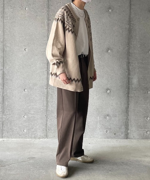 y/m by れぽすけ(イムバイレポスケ)の「ノルディック柄クルーネックオーバーニットカーデ(カーディガン/ボレロ・メンズ・ベージュ/ブルー・MEDIUM/LARGE)」の14枚目の写真