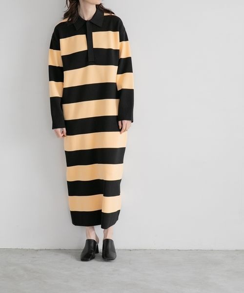 yuw（ユウ）の「ニットラガーシャツワンピース 266625