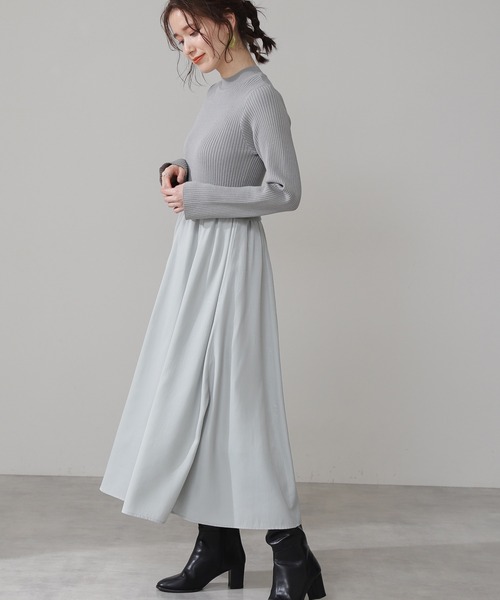 N.(N. Natural Beauty Basic)(エヌエヌナチュラルビューティーベーシック)の「◆布帛ドッキングワンピース(ワンピース・レディース・ベージュ/カーキ/グレー系・MEDIUM)」の1枚目の写真