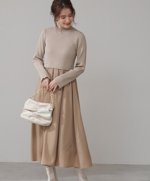 N.(N. Natural Beauty Basic)(エヌエヌナチュラルビューティーベーシック)の「◆布帛ドッキングワンピース(ワンピース・レディース・ベージュ/カーキ/グレー系・MEDIUM)」の2枚目の写真