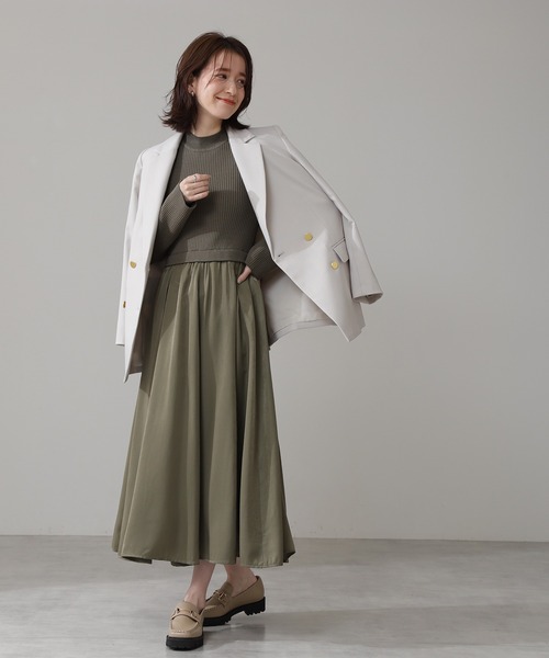 N.(N. Natural Beauty Basic)(エヌエヌナチュラルビューティーベーシック)の「◆布帛ドッキングワンピース(ワンピース・レディース・ベージュ/カーキ/グレー系・MEDIUM)」の11枚目の写真