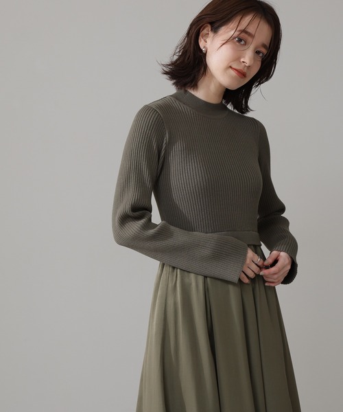 N.(N. Natural Beauty Basic)(エヌエヌナチュラルビューティーベーシック)の「◆布帛ドッキングワンピース(ワンピース・レディース・ベージュ/カーキ/グレー系・MEDIUM)」の8枚目の写真