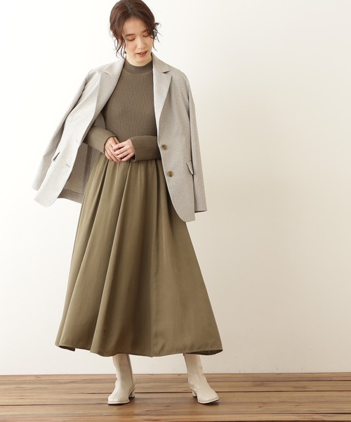 N.(N. Natural Beauty Basic)(エヌエヌナチュラルビューティーベーシック)の「◆布帛ドッキングワンピース(ワンピース・レディース・ベージュ/カーキ/グレー系・MEDIUM)」の16枚目の写真