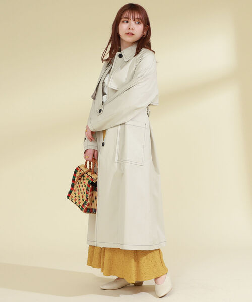 Ray BEAMS（レイビームス）の「Ray BEAMS / カラー ステッチ コート（その他アウター・レディース・ブラック/ベージュ・ONE SIZE）」の14枚目の写真