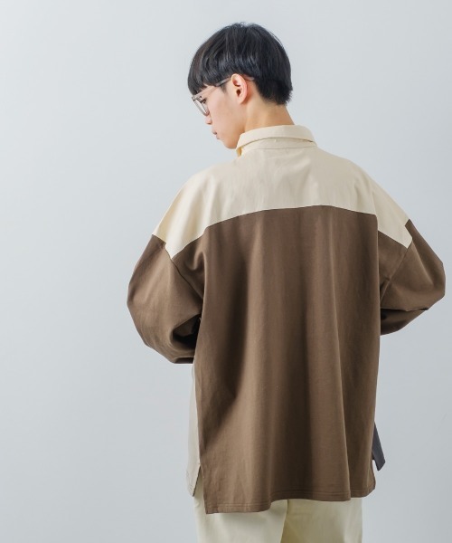 improves(インプローブス)の「ヘビーウェイト 切り替え オーバーサイズ ラガーシャツ(ポロシャツ・メンズ・ネイビー/ブラウン/グリーン/ブルーグレー/ブラック・MEDIUM/LARGE)」の13枚目の写真