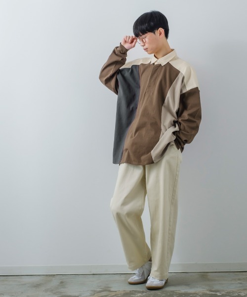 improves(インプローブス)の「ヘビーウェイト 切り替え オーバーサイズ ラガーシャツ(ポロシャツ・メンズ・ネイビー/ブラウン/グリーン/ブルーグレー/ブラック・MEDIUM/LARGE)」の10枚目の写真