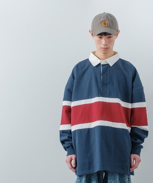 improves(インプローブス)の「ヘビーウェイト 切り替え オーバーサイズ ラガーシャツ(ポロシャツ・メンズ・ネイビー/ブラウン/グリーン/ブルーグレー/ブラック・MEDIUM/LARGE)」の8枚目の写真