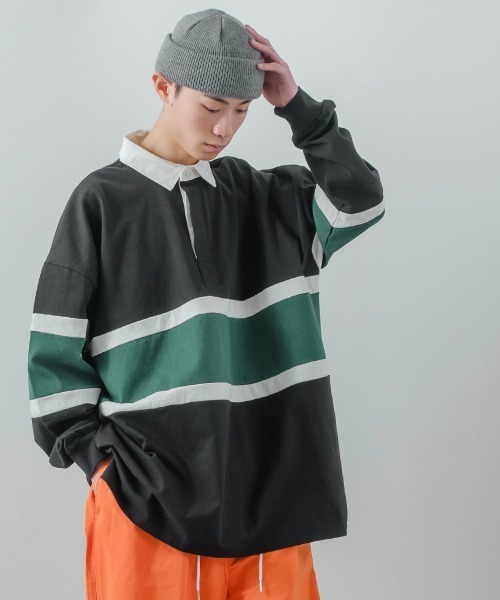 improves(インプローブス)の「ヘビーウェイト 切り替え オーバーサイズ ラガーシャツ(ポロシャツ・メンズ・ネイビー/ブラウン/グリーン/ブルーグレー/ブラック・MEDIUM/LARGE)」の15枚目の写真