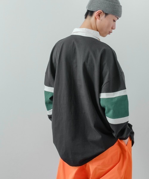 improves(インプローブス)の「ヘビーウェイト 切り替え オーバーサイズ ラガーシャツ(ポロシャツ・メンズ・ネイビー/ブラウン/グリーン/ブルーグレー/ブラック・MEDIUM/LARGE)」の6枚目の写真