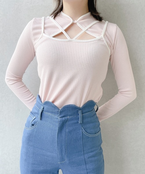 lilLilly(リルリリー)の「バイカラーアンサンブルトップス(Tシャツ/カットソー・レディース・ホワイト/ブラック/ピンク/ミント・FREE)」の10枚目の写真