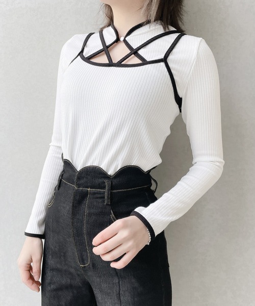 lilLilly(リルリリー)の「バイカラーアンサンブルトップス(Tシャツ/カットソー・レディース・ホワイト/ブラック/ピンク/ミント・FREE)」の18枚目の写真