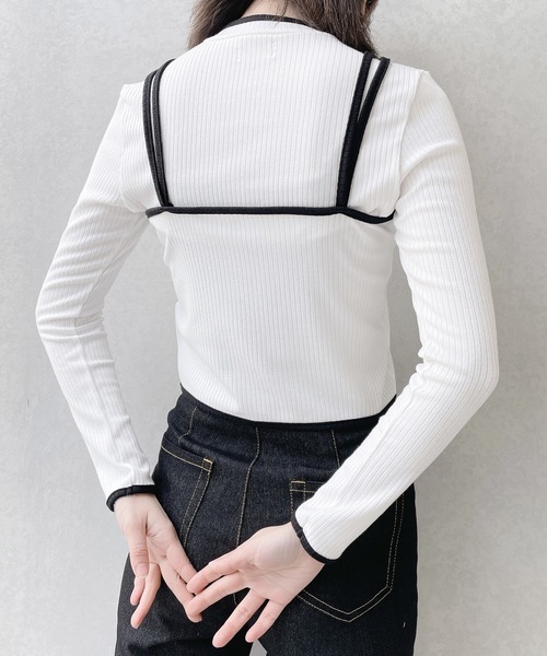 lilLilly(リルリリー)の「バイカラーアンサンブルトップス(Tシャツ/カットソー・レディース・ホワイト/ブラック/ピンク/ミント・FREE)」の8枚目の写真