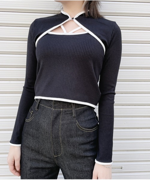 lilLilly(リルリリー)の「バイカラーアンサンブルトップス(Tシャツ/カットソー・レディース・ホワイト/ブラック/ピンク/ミント・FREE)」の22枚目の写真