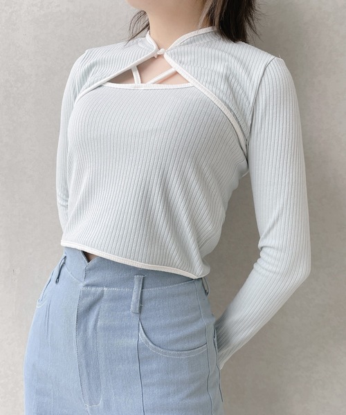 lilLilly(リルリリー)の「バイカラーアンサンブルトップス(Tシャツ/カットソー・レディース・ホワイト/ブラック/ピンク/ミント・FREE)」の17枚目の写真