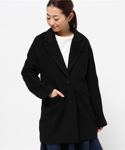 OUTLET(アウトレット)の「【CAPRICIEUX LE'MAGE】ウールビーバーチェスター(チェスターコート・レディース・ブラック/グレー/スモークグレー・FREE)」の4枚目の写真