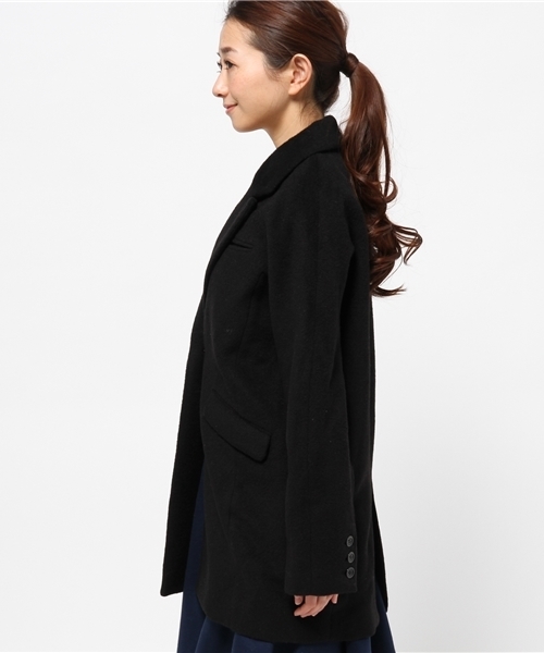 OUTLET(アウトレット)の「【CAPRICIEUX LE'MAGE】ウールビーバーチェスター(チェスターコート・レディース・ブラック/グレー/スモークグレー・FREE)」の6枚目の写真