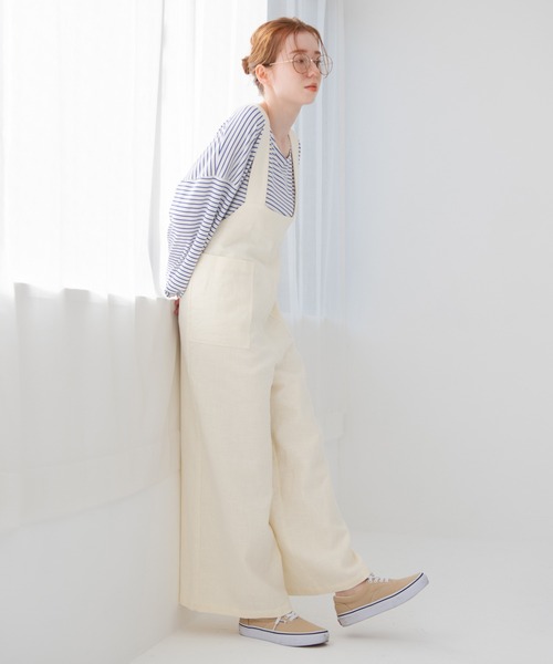 Crisp（クリスプ）の「ナチュラルワイドサロペット（サロペット/オーバーオール・レディース・ホワイト/ブラック・FREE）」の18枚目の写真