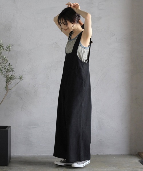 Crisp（クリスプ）の「ナチュラルワイドサロペット（サロペット/オーバーオール・レディース・ホワイト/ブラック・FREE）」の9枚目の写真