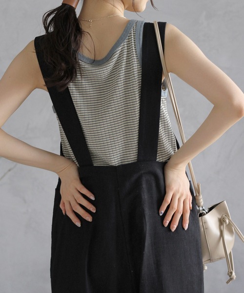 Crisp（クリスプ）の「ナチュラルワイドサロペット（サロペット/オーバーオール・レディース・ホワイト/ブラック・FREE）」の11枚目の写真