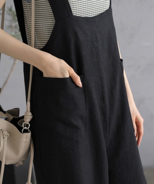 Crisp（クリスプ）の「ナチュラルワイドサロペット（サロペット/オーバーオール・レディース・ホワイト/ブラック・FREE）」の12枚目の写真