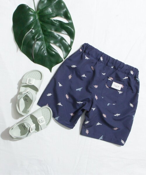 apres les cours（アプレレクール）の「バイカラー・総柄トランクス水着_UVカット（水着・キッズ・ミント/サックスブルー/ネイビー・120/110/100/90/140/80/130）」の2枚目の写真