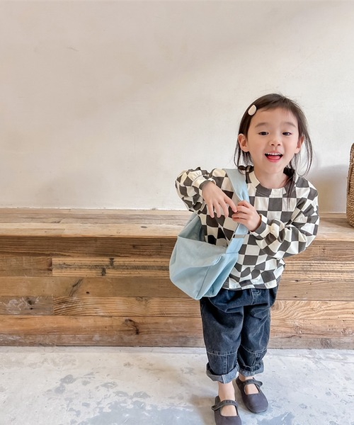 aimoha（アイモハ）の「aimoha-KIDS- ブロックチェック柄カットソートップス（シャツ/ブラウス・キッズ・ブラウン/グレー・90/100/110/120/80/130）」の4枚目の写真