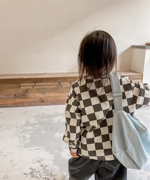 aimoha（アイモハ）の「aimoha-KIDS- ブロックチェック柄カットソートップス（シャツ/ブラウス・キッズ・ブラウン/グレー・90/100/110/120/80/130）」の5枚目の写真