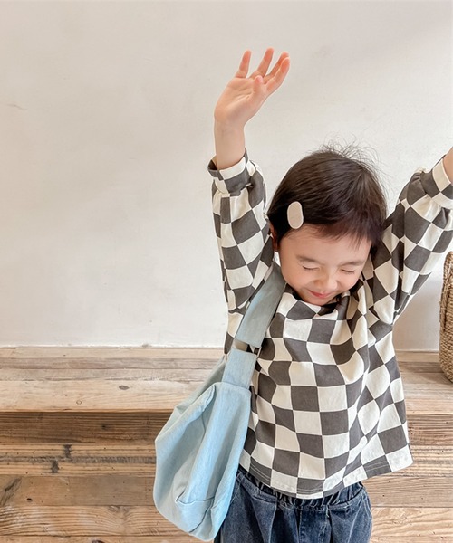 aimoha（アイモハ）の「aimoha-KIDS- ブロックチェック柄カットソートップス（シャツ/ブラウス・キッズ・ブラウン/グレー・90/100/110/120/80/130）」の9枚目の写真