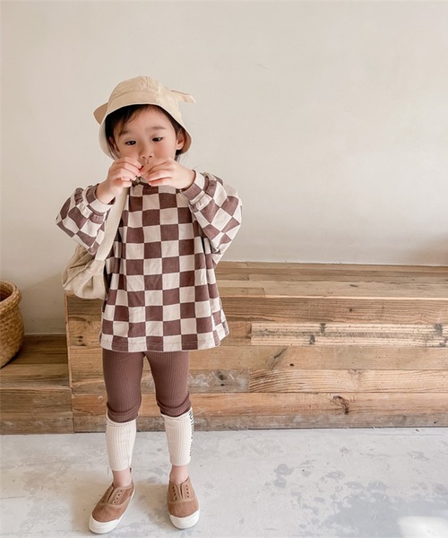 aimoha（アイモハ）の「aimoha-KIDS- ブロックチェック柄カットソートップス（シャツ/ブラウス・キッズ・ブラウン/グレー・90/100/110/120/80/130）」の15枚目の写真