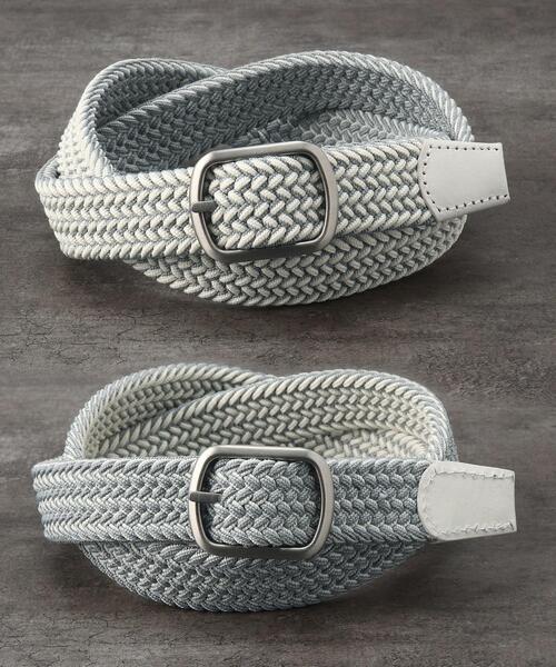 TAKEO KIKUCHI（タケオキクチ）の「◆リバーシブル ゴムメッシュベルト（ベルト・メンズ・ホワイト系7/ブラック系4/ベージュ系4/ネイビー系4・00）」の2枚目の写真