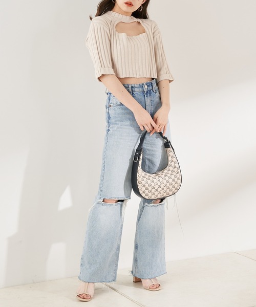 Chico（チコ）の「ショート丈前開きチョーカー風ニット（ニット/セーター・レディース・ブラック/ピンク/ブルー/アイボリー・FREE）」の15枚目の写真