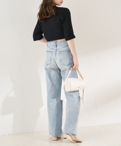 Chico（チコ）の「ショート丈前開きチョーカー風ニット（ニット/セーター・レディース・ブラック/ピンク/ブルー/アイボリー・FREE）」の21枚目の写真