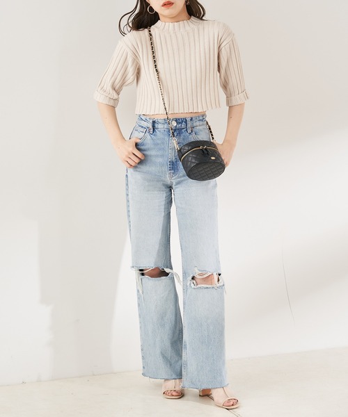 Chico（チコ）の「ショート丈前開きチョーカー風ニット（ニット/セーター・レディース・ブラック/ピンク/ブルー/アイボリー・FREE）」の20枚目の写真