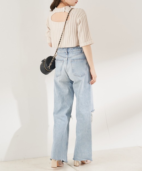 Chico（チコ）の「ショート丈前開きチョーカー風ニット（ニット/セーター・レディース・ブラック/ピンク/ブルー/アイボリー・FREE）」の16枚目の写真