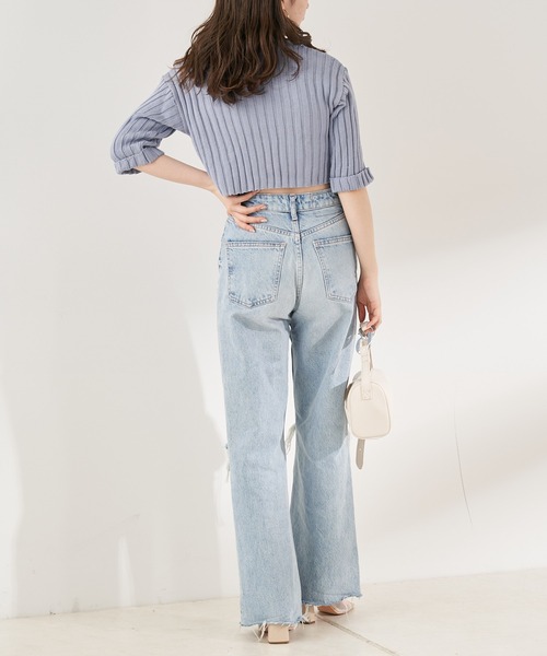 Chico（チコ）の「ショート丈前開きチョーカー風ニット（ニット/セーター・レディース・ブラック/ピンク/ブルー/アイボリー・FREE）」の18枚目の写真