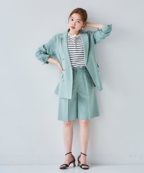 le.coeur blanc（ルクールブラン）の「麻クロスハーフパンツ（その他パンツ・レディース・ライトグリーン/サンドベージュ・38）」の14枚目の写真