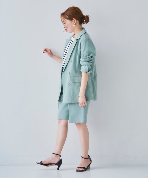 le.coeur blanc（ルクールブラン）の「麻クロスハーフパンツ（その他パンツ・レディース・ライトグリーン/サンドベージュ・38）」の15枚目の写真