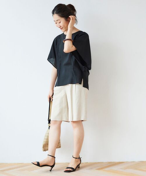 le.coeur blanc（ルクールブラン）の「麻クロスハーフパンツ（その他パンツ・レディース・ライトグリーン/サンドベージュ・38）」の21枚目の写真