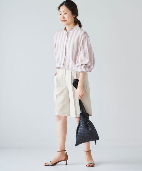 le.coeur blanc（ルクールブラン）の「麻クロスハーフパンツ（その他パンツ・レディース・ライトグリーン/サンドベージュ・38）」の22枚目の写真