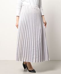 サテンカラーロングプリーツスカート[M3598]