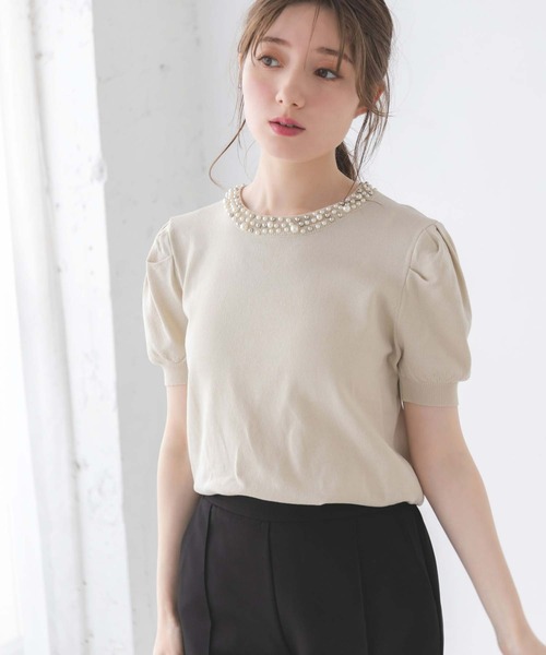 美品！ ビジューニット　半袖 Heather（ヘザー）の「ビジューニット（半袖） 114139（ニット