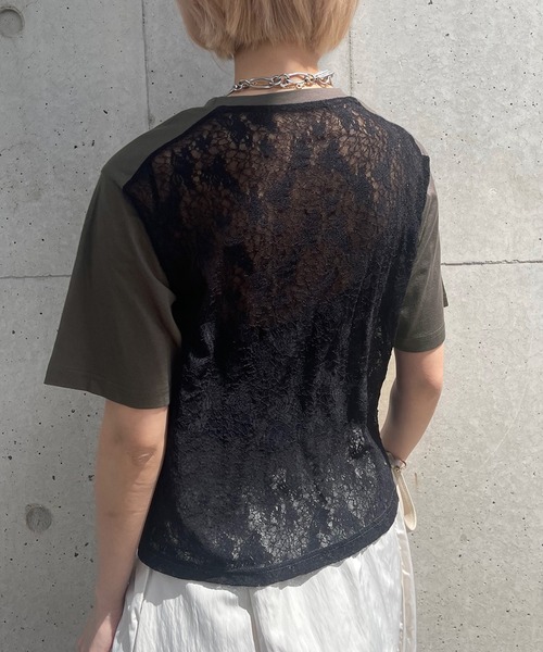 Ezick（エジック）の「バックレースTee（Tシャツ/カットソー・レディース・ブラック/チャコールグレー・FREE）」の18枚目の写真