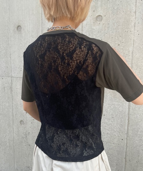 Ezick（エジック）の「バックレースTee（Tシャツ/カットソー・レディース・ブラック/チャコールグレー・FREE）」の16枚目の写真
