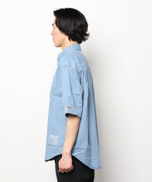 DEAR LAUREL（ディアローレル）の「DEAR LAUREL/ディアローレル 刺繍/ワンポイント/ワッペン 半袖シャツ D22S2405（シャツ/ブラウス・メンズ・ブルー/ホワイト・M/L）」の4枚目の写真