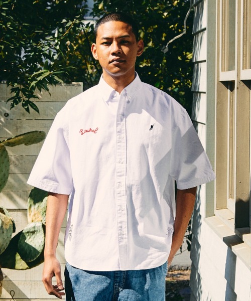 DEAR LAUREL（ディアローレル）の「DEAR LAUREL/ディアローレル 刺繍/ワンポイント/ワッペン 半袖シャツ D22S2405（シャツ/ブラウス・メンズ・ブルー/ホワイト・M/L）」の13枚目の写真