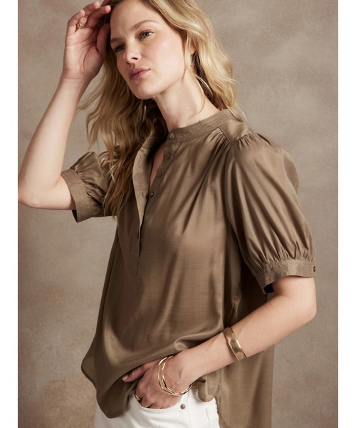 「BANANA REPUBLIC FACTORY STORE」 半袖ブラウス S ブラウン レディース BANANA REPUBLIC ブラウス シャツ FACTORY STORE ドルマン